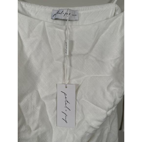 Petal & Pup New Sawyer Mini Dress White Size Large Tie Strap Linen Blend Lined - Picture 7 of 10